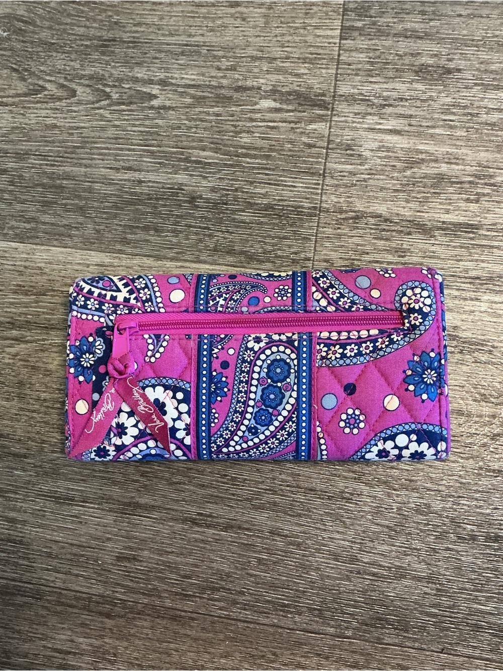 Vera Bradley Pink and Blue Paisley Quilted Zip Wallet
